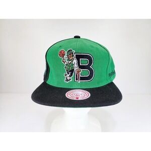 Mitchell & Ness Boston Celtics Snapback Hat Split Green Black Lucky Leprechaun‎